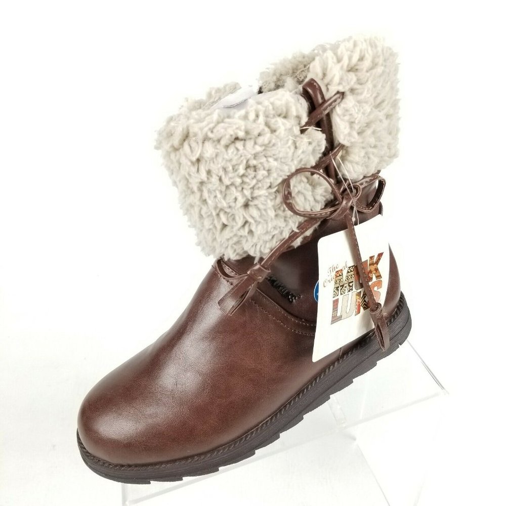 Muk Luks Womens Winter Boots Brown Fleece Lined 7
